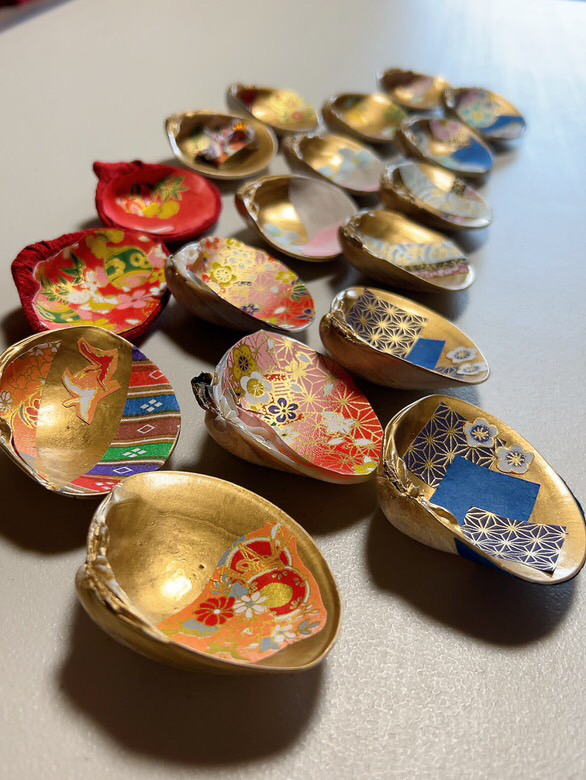 過日の二十四節気WS 【桃の節句🎎の蛤の貝合わせ作り】